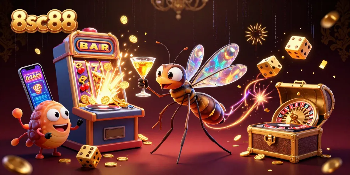 Experience the vibrant world of 8sc88 with a dazzling illustration of casino fun and excitement.