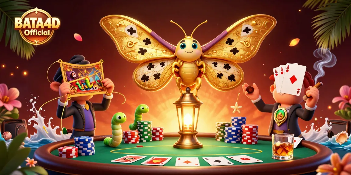 Menggali hiburan terbaik di BATA4D Resmi dengan berbagai elemen kasino, termasuk meja poker dan tumpukan chip.