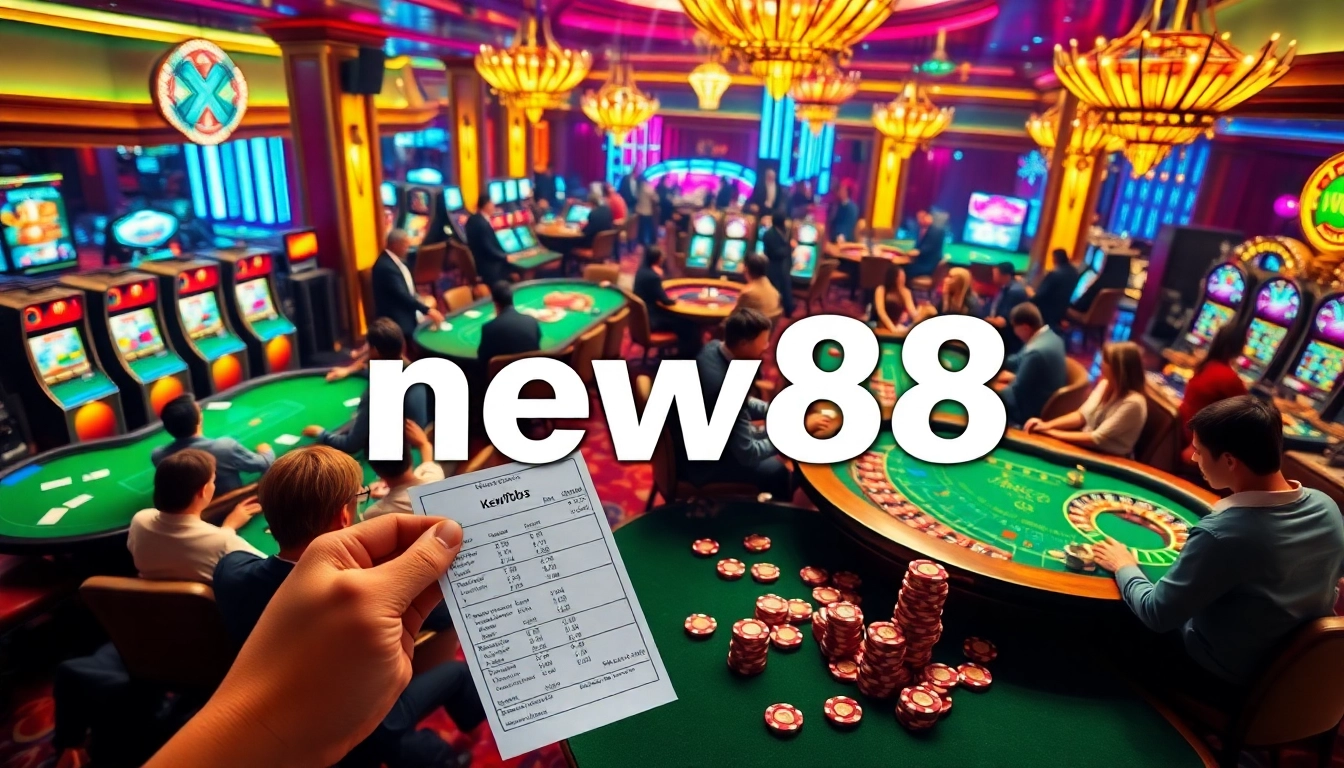 Players experiencing high-stakes excitement at new88 casino's vibrant gambling scene.