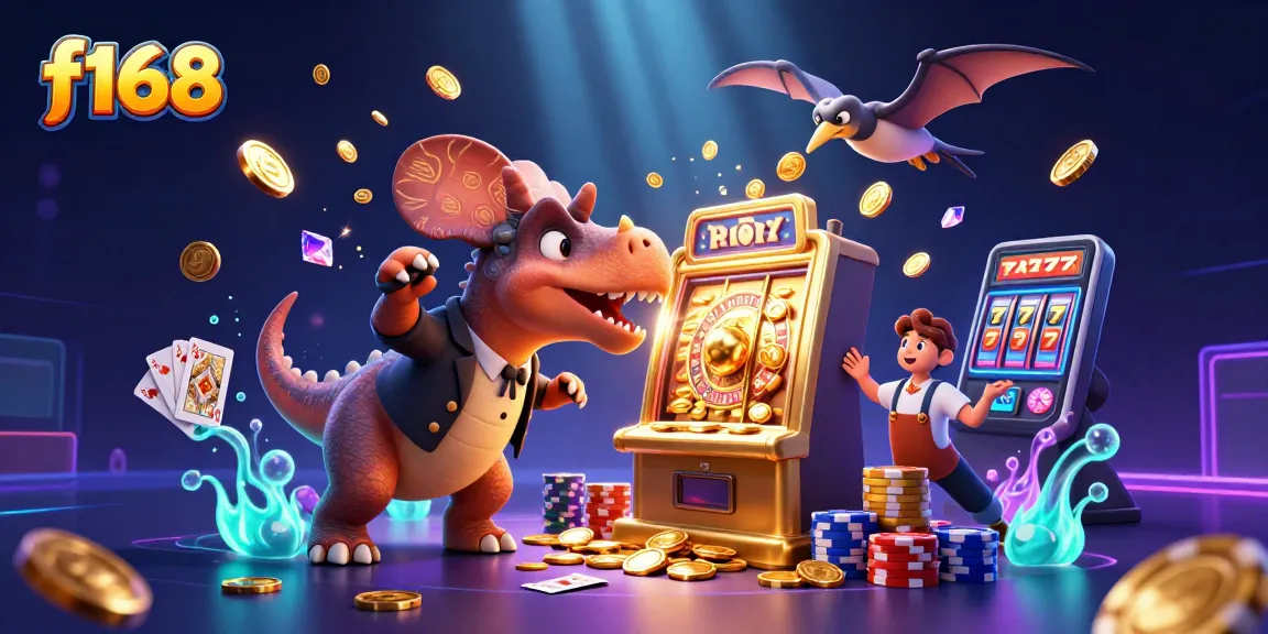 Experience thrilling gameplay with f168 illustrated in a dynamic casino scene featuring winning moments.