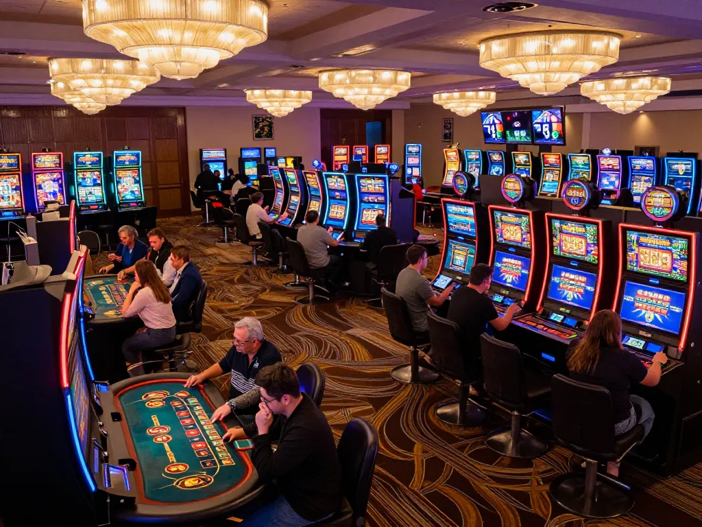 Players enjoying the excitement of MM88 gaming environment with vibrant slot machines and lively atmosphere.