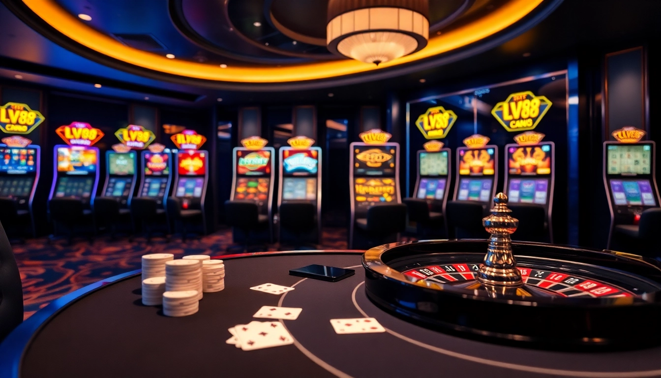 Experience the excitement of LV88 online casino with vibrant games and roulette action.