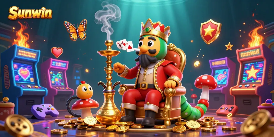 Experience thrilling gaming at Sunwin, featuring cartoon characters in an immersive casino setting.