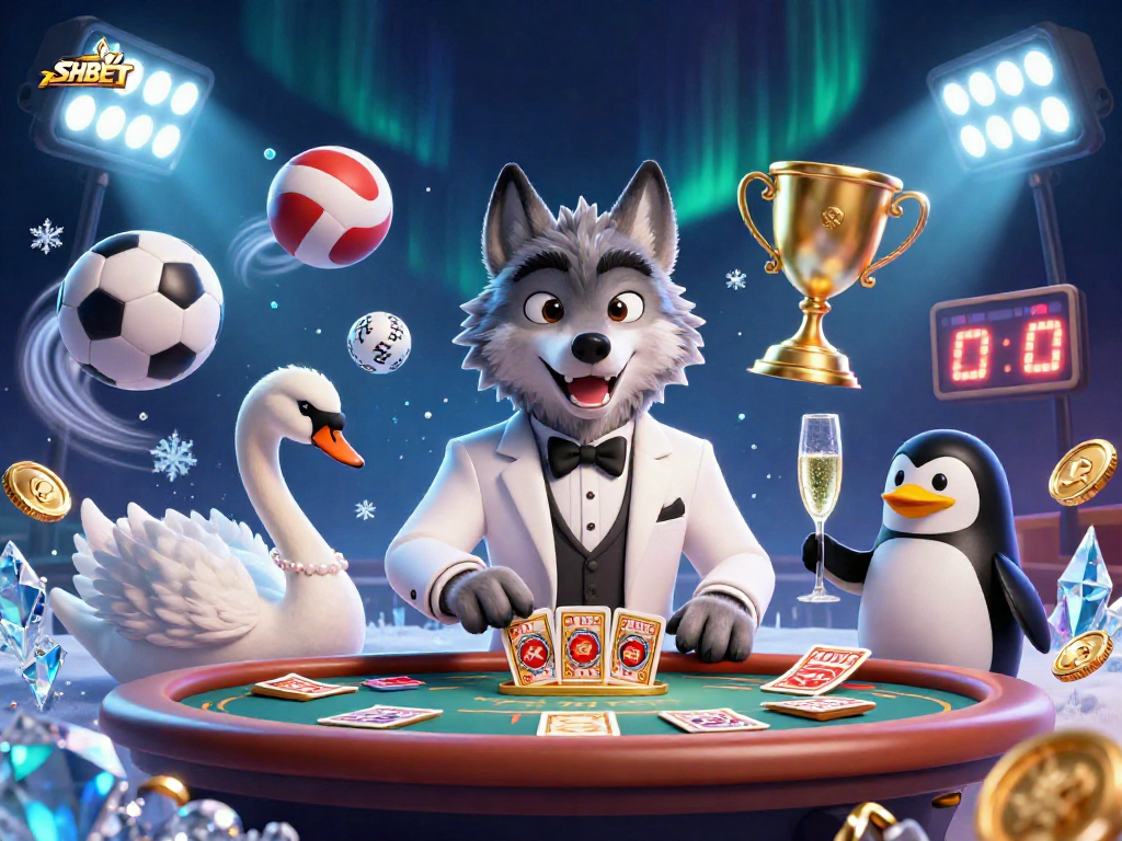 Experience thrilling gaming with SHBET in this vibrant 3D illustration showcasing baccarat action.
