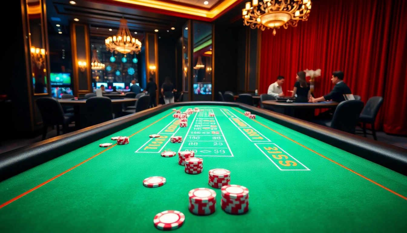 Engaging players in the thrilling Đá Gà Thomo BJ888 action at a luxury casino gaming table.
