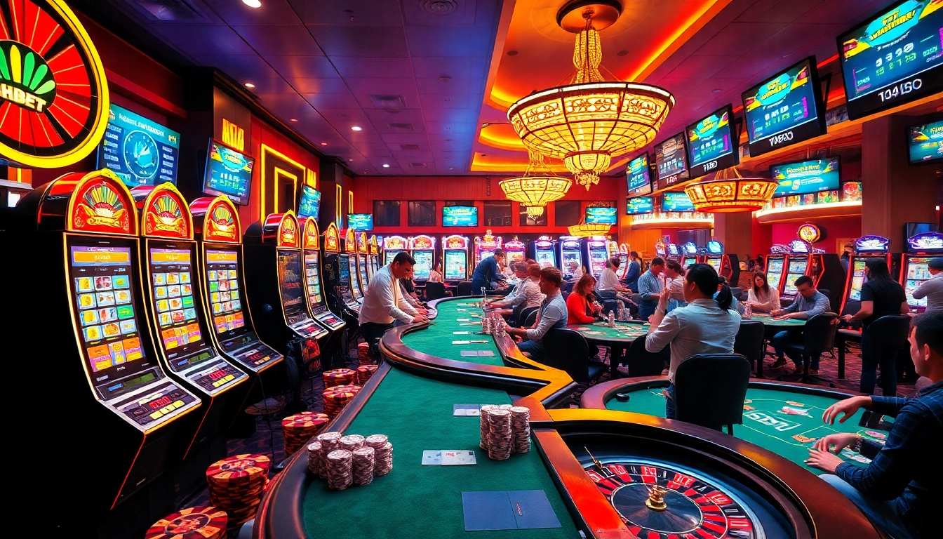 Experience the excitement at https://shbetb0.com/ with players enjoying vibrant games at a luxurious casino setting.