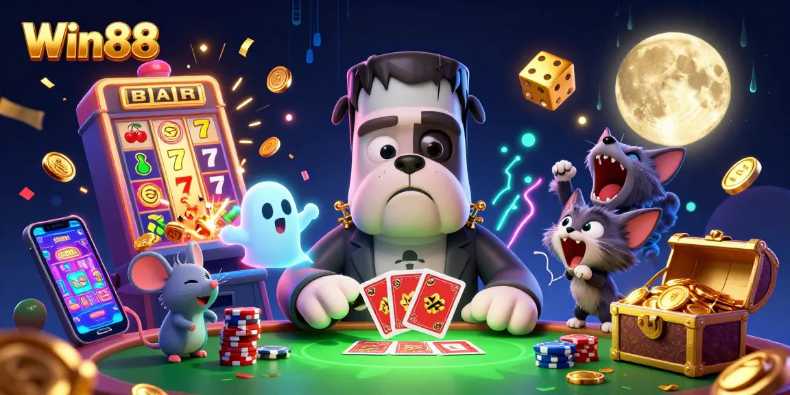 Win88 captures the excitement of jackpot slots with vibrant characters and casino atmospheres.
