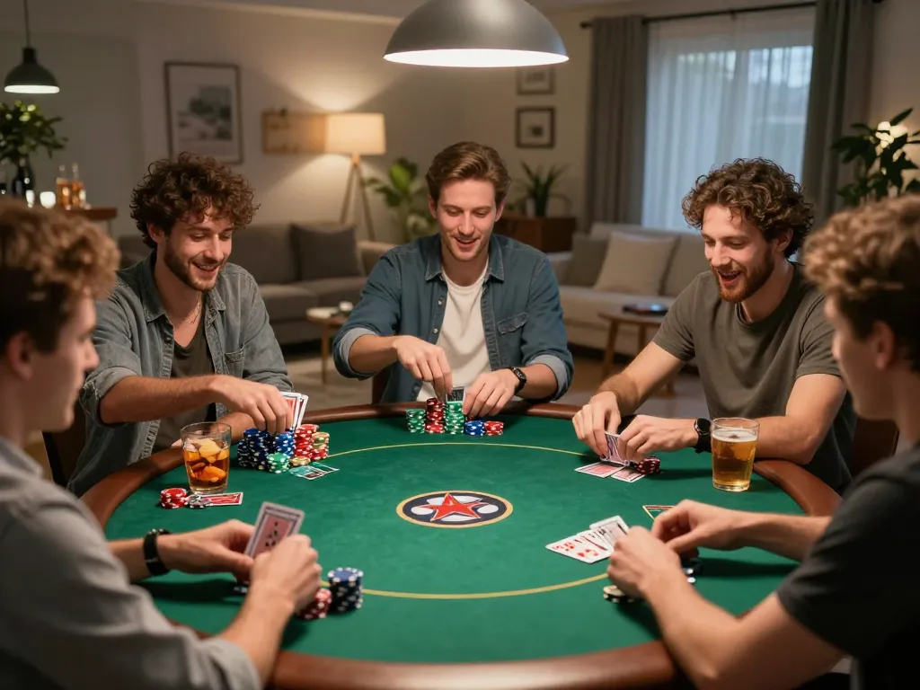 GO88 poker night with friends showcasing intense gameplay and camaraderie around a round table