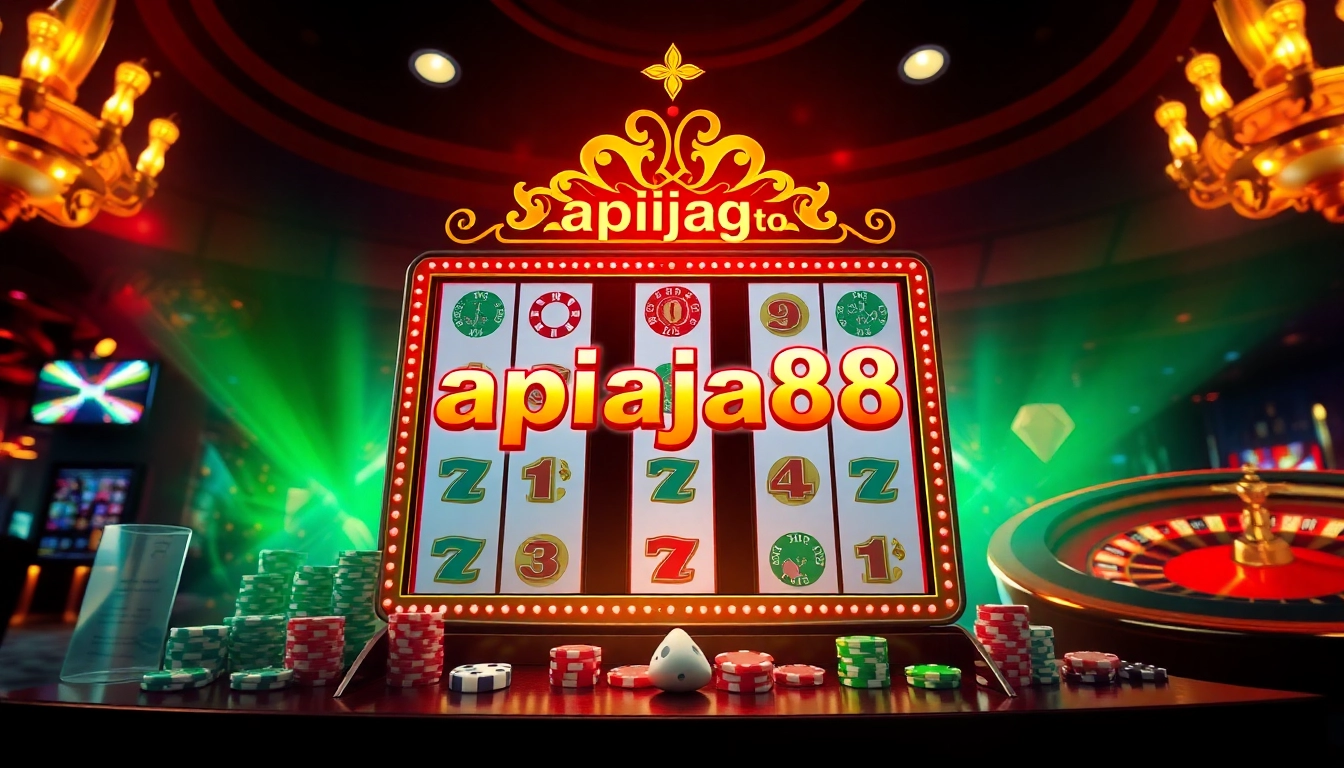 Exciting casino scene showcasing slot machines and gaming elements at apiraja88.