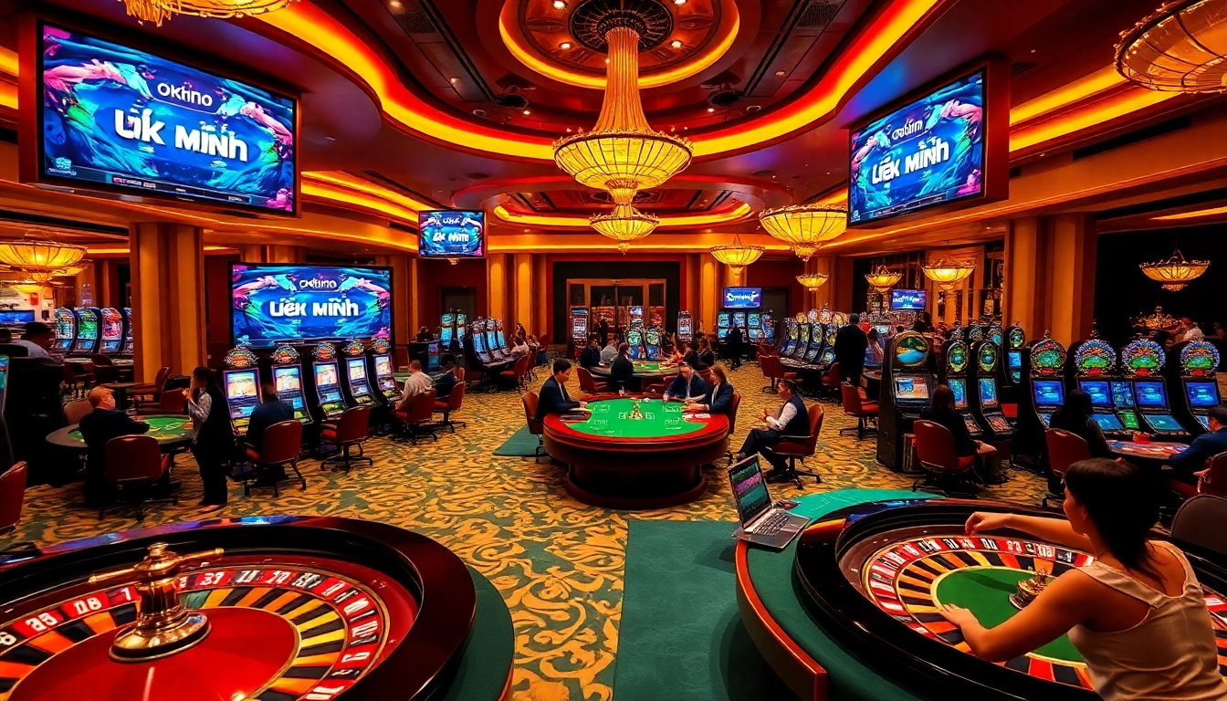 Experience the thrill of liên minh okwin with a vibrant casino scene full of gaming excitement.