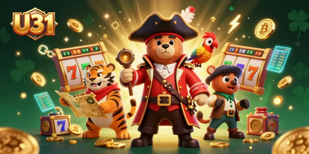 Experience thrilling gameplay with U31's 3D characters surrounded by casino-themed elements.
