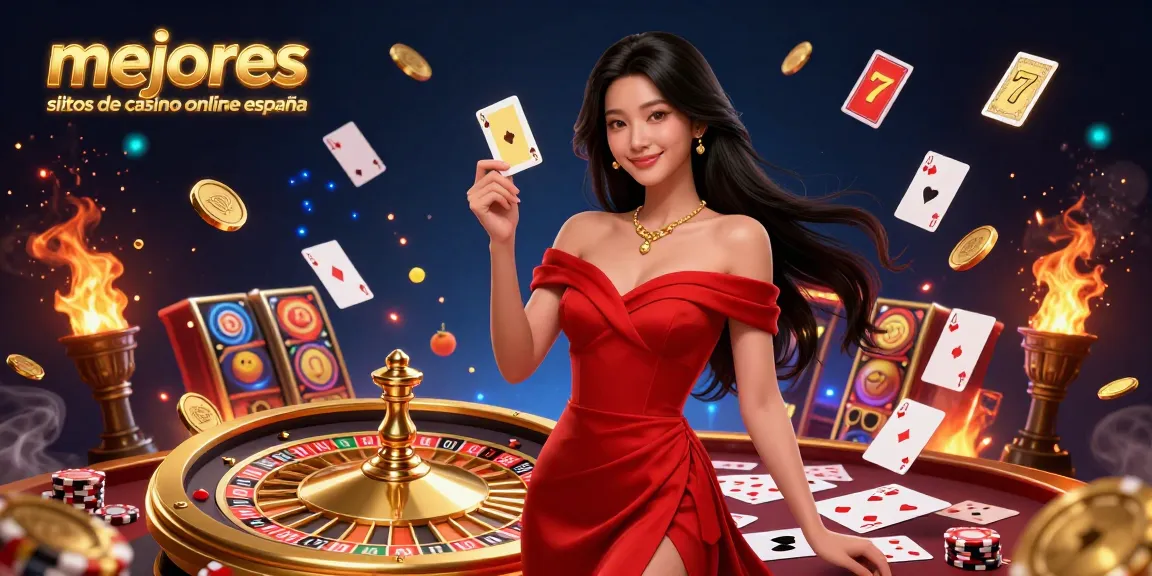 Playing card scene with the beautiful young woman showcasing mejores sitios de casino online españa in a dynamic casino environment.