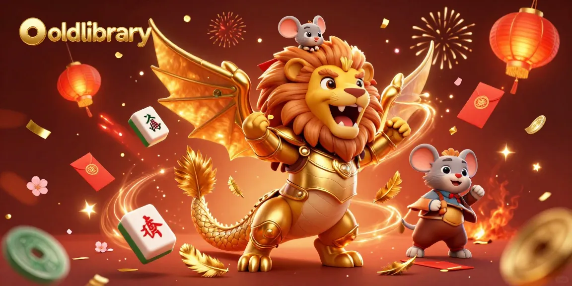 Engage with exciting gameplay at oldlibrary featuring a golden chimera triumphantly with mahjong elements and festive decorations.