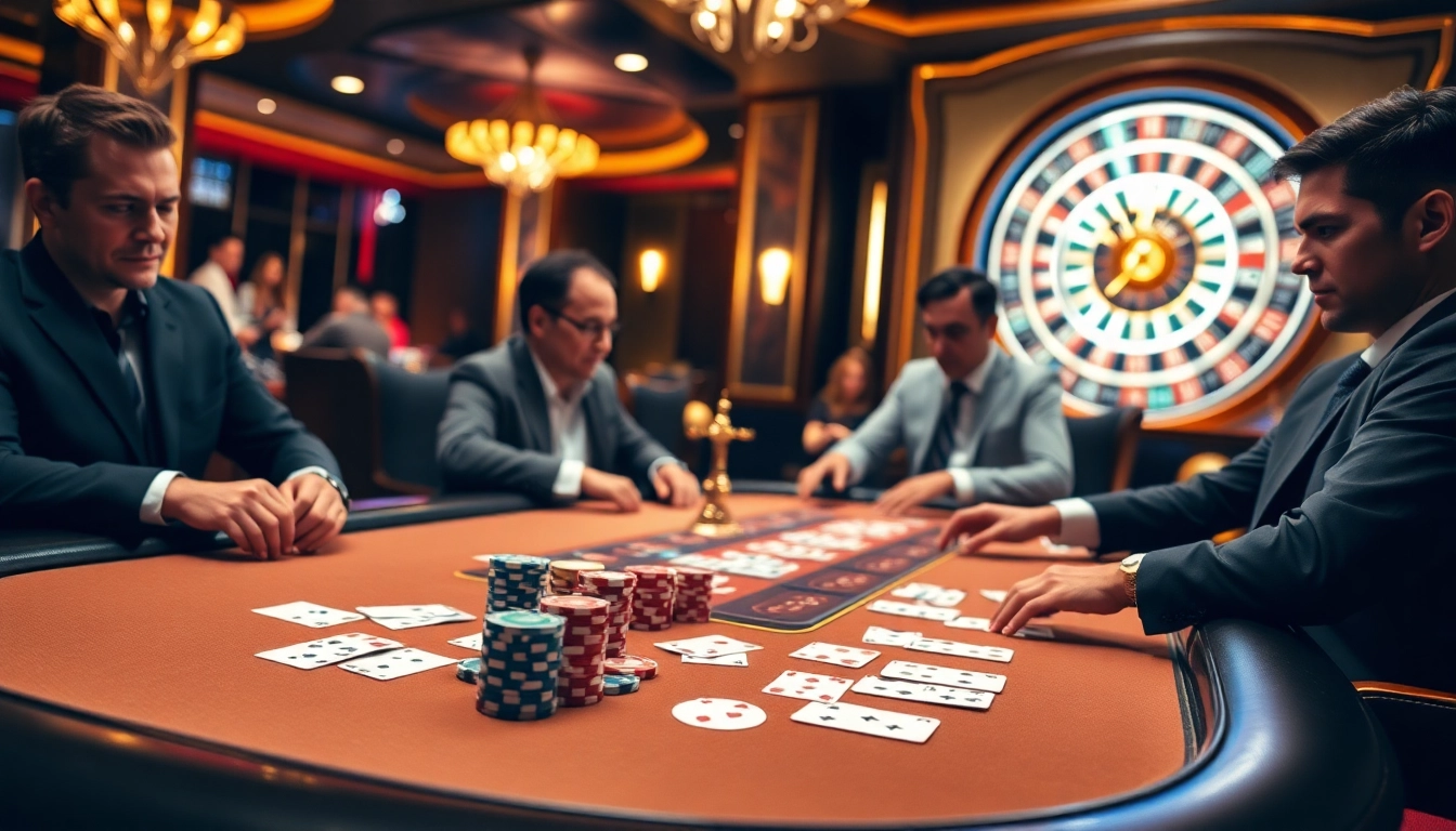 Experience thrilling gameplay at OK8386 featuring an elegant poker table and roulette wheel.