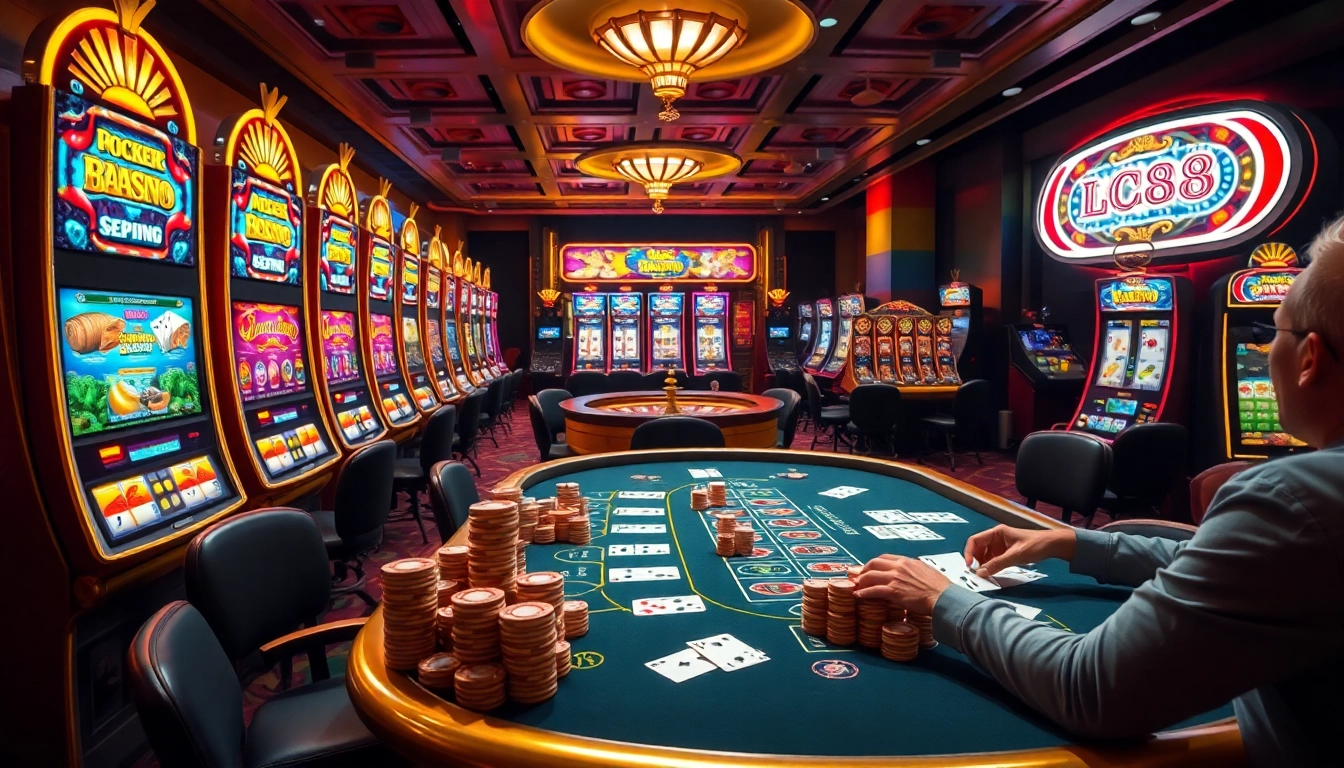 Experience the thrill of lc88 with lively slot machines and an engaging poker table atmosphere.