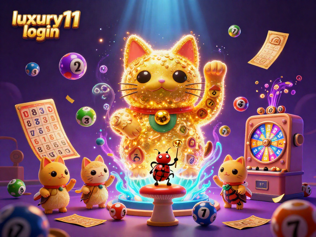 Engage in casino fun with luxury111 login featuring a lucky cat and casino symbols in a vibrant illustration.