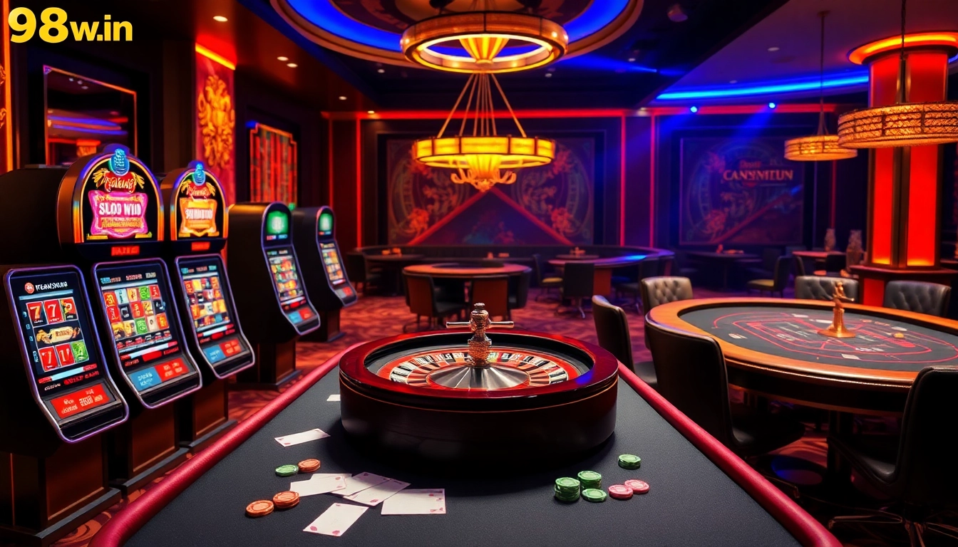 Experience high-stakes action at trang chu 98win with vibrant casino visuals.