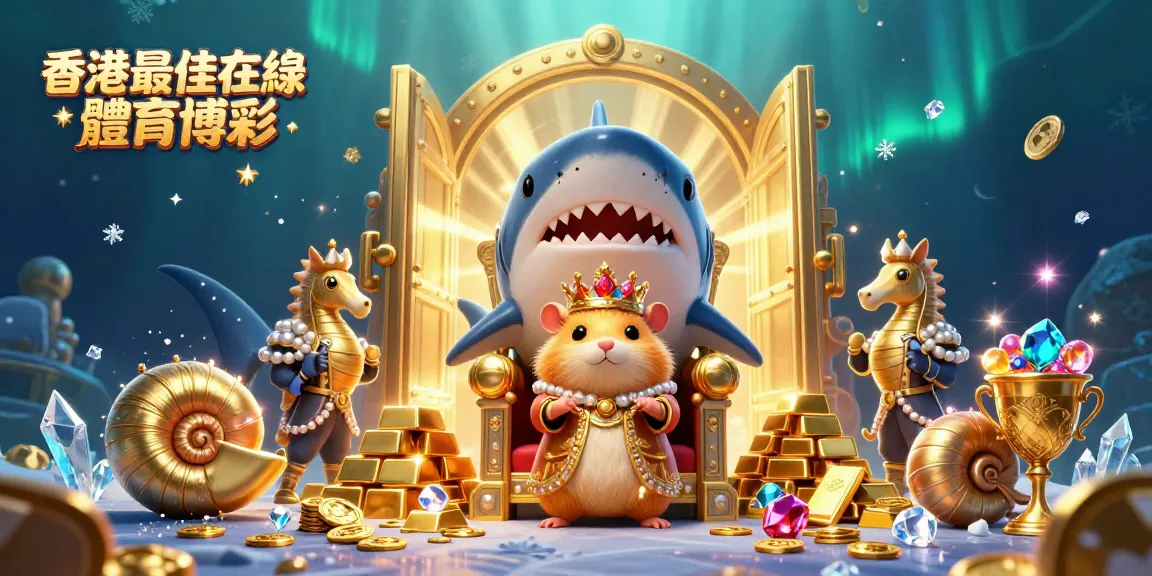 Experience thrilling gaming at 香港最佳在線體育博彩 with a vibrant 3D illustration of a golden hamster king and treasures.