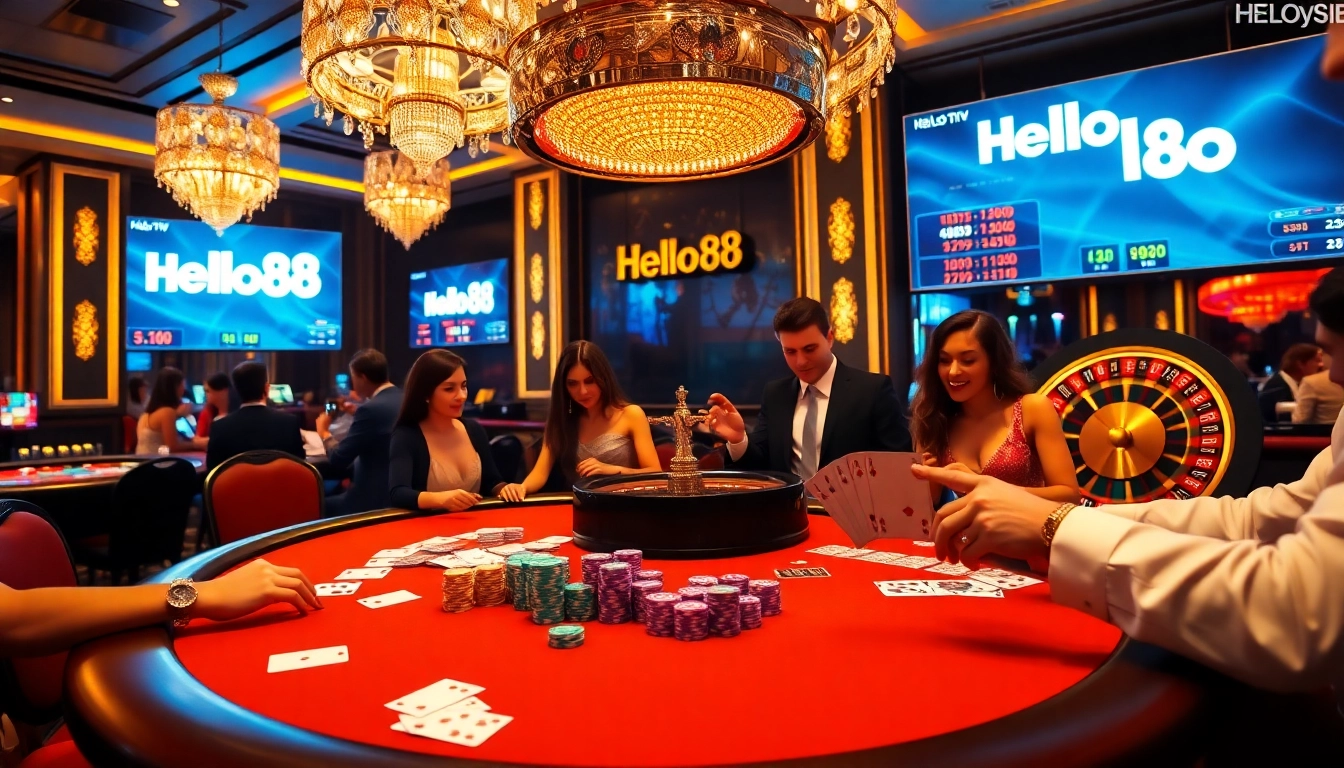 Hello88 offers an exciting and vibrant casino experience with poker games and betting tables.