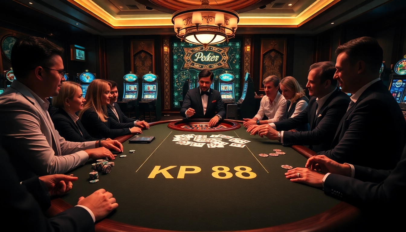 Players engage in poker at KP 88 casino, highlighting the excitement of high-stakes betting.