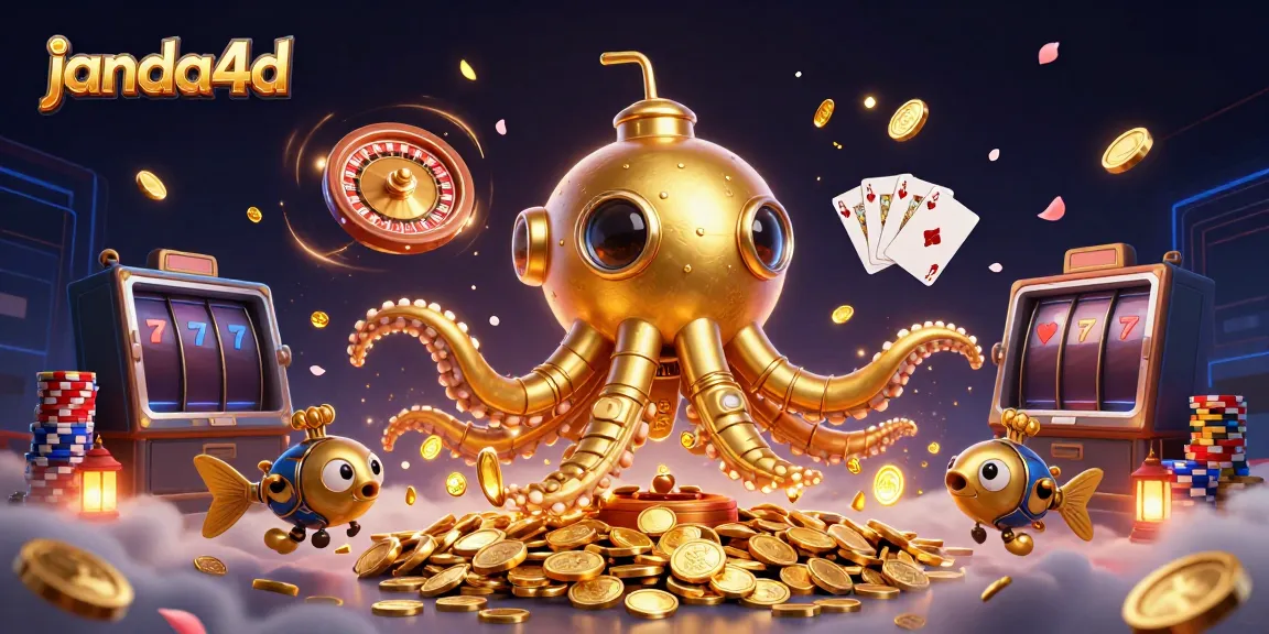 Janda4D menghadirkan permainan slot dengan kraken emas dan koin yang berkilau.