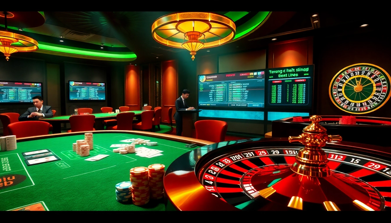 Experience the thrill of online gambling at trang chu 32win with a modern casino interface featuring poker and roulette.