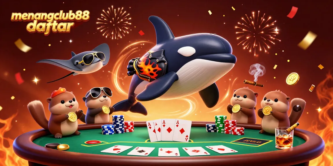 Engage with menangclub88 daftar as an orca, stingray, and sea otters enjoy a dynamic casino scene.