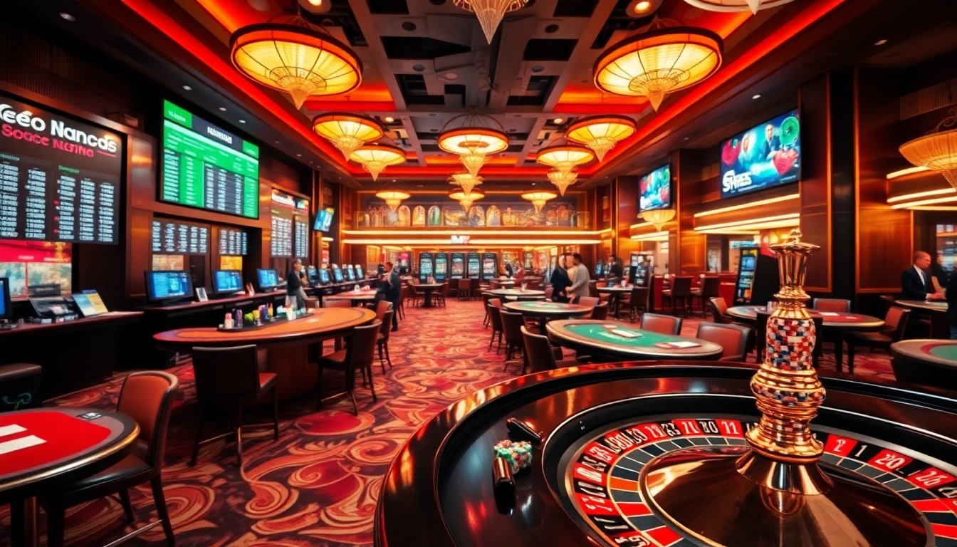 Kèo nhà cái display in a luxurious casino setting with vibrant betting action