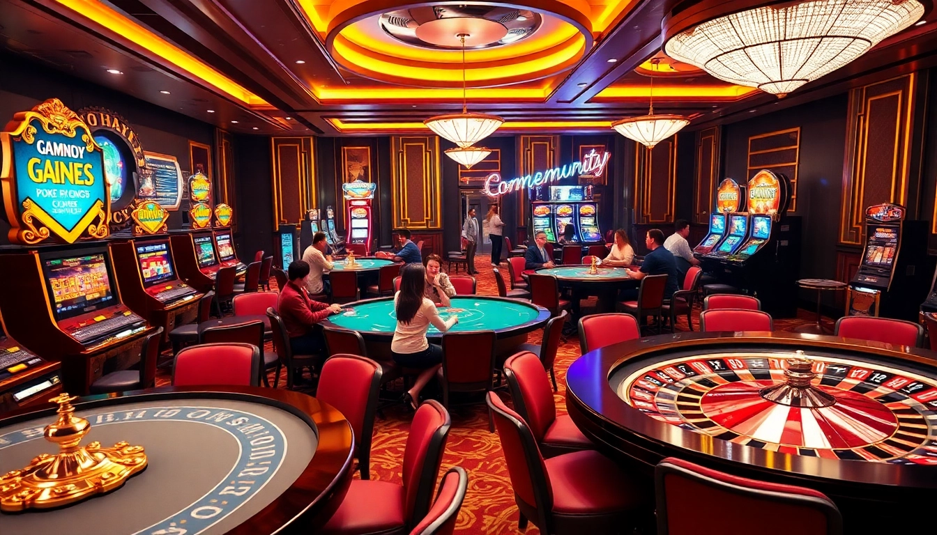 KJC gaming players enjoying an exciting experience at luxurious casino tables filled with vibrant games.