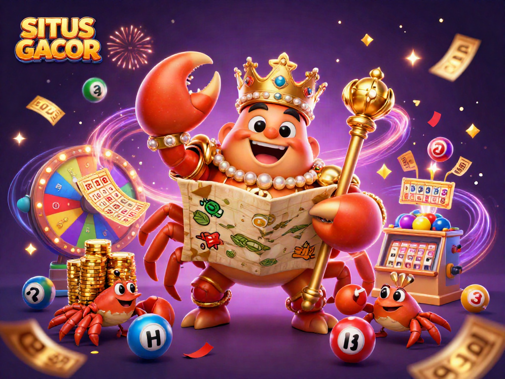 SITUS GACOR celebrates winning strategies in a vibrant 3D casino scene filled with game elements and excitement.