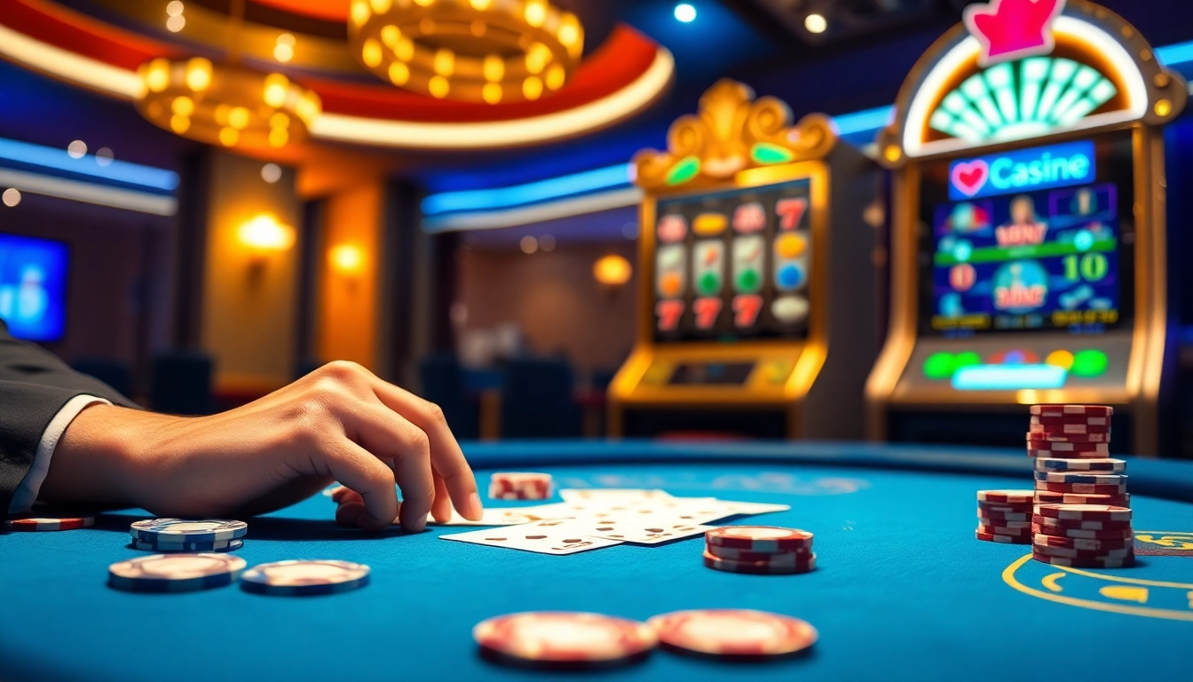 Gameplay at trang chu lc88 showcasing a thrilling poker scene with vibrant chips and cards.