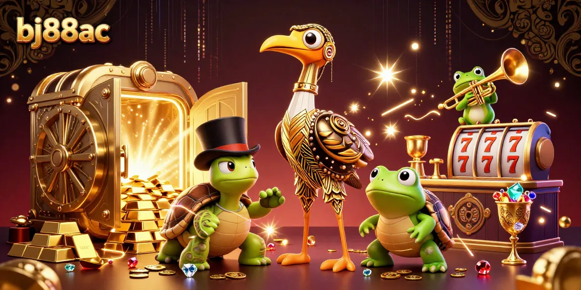 Engage with bj88ac's vibrant casino scene featuring whimsical characters and dynamic gaming elements.
