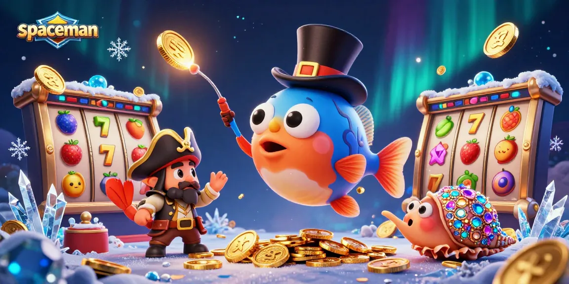 Engage in exciting gameplay with Spaceman as the anglerfish attracts golden coins in a dynamic casino scene.