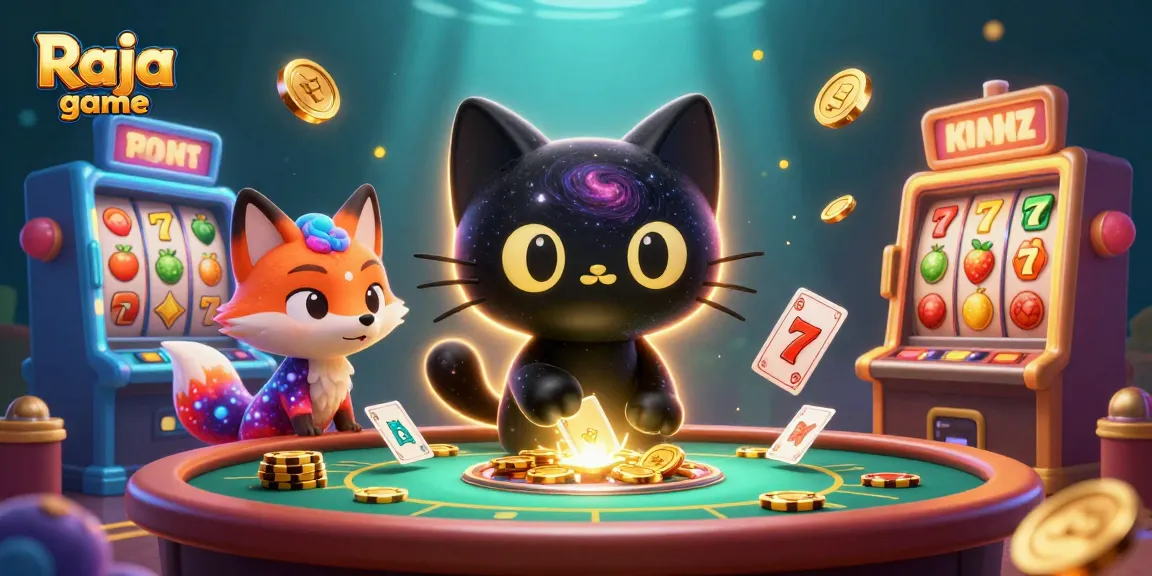Play exciting games on Raja game while surrounded by vibrant casino visuals and dynamic slot machines.