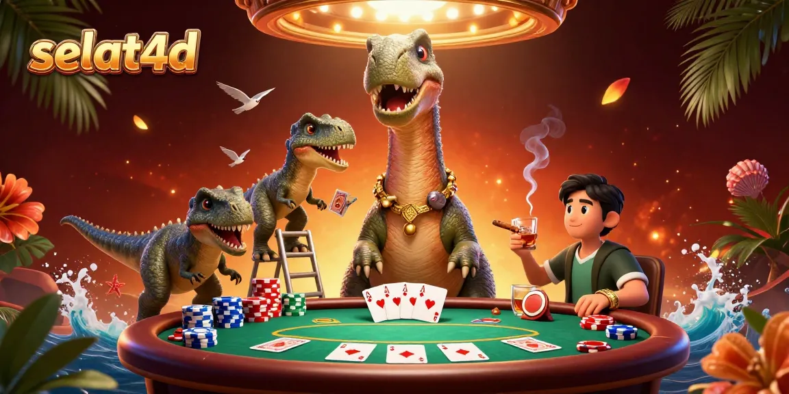 Experience thrilling poker action with selat4d featuring a 3D dinosaur dealer in an exciting casino.