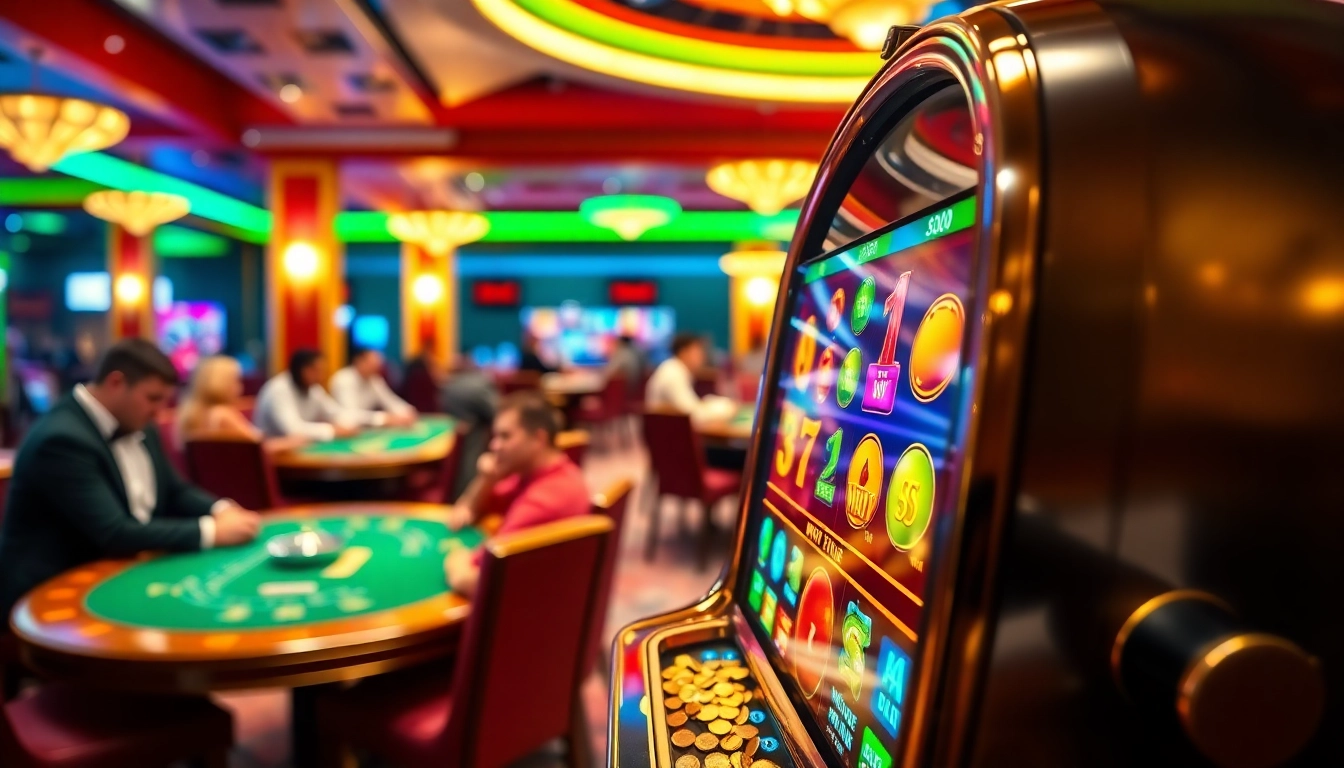 Menangkan Slot gacor dengan mesin slot berwarna cerah di kasino yang meriah.