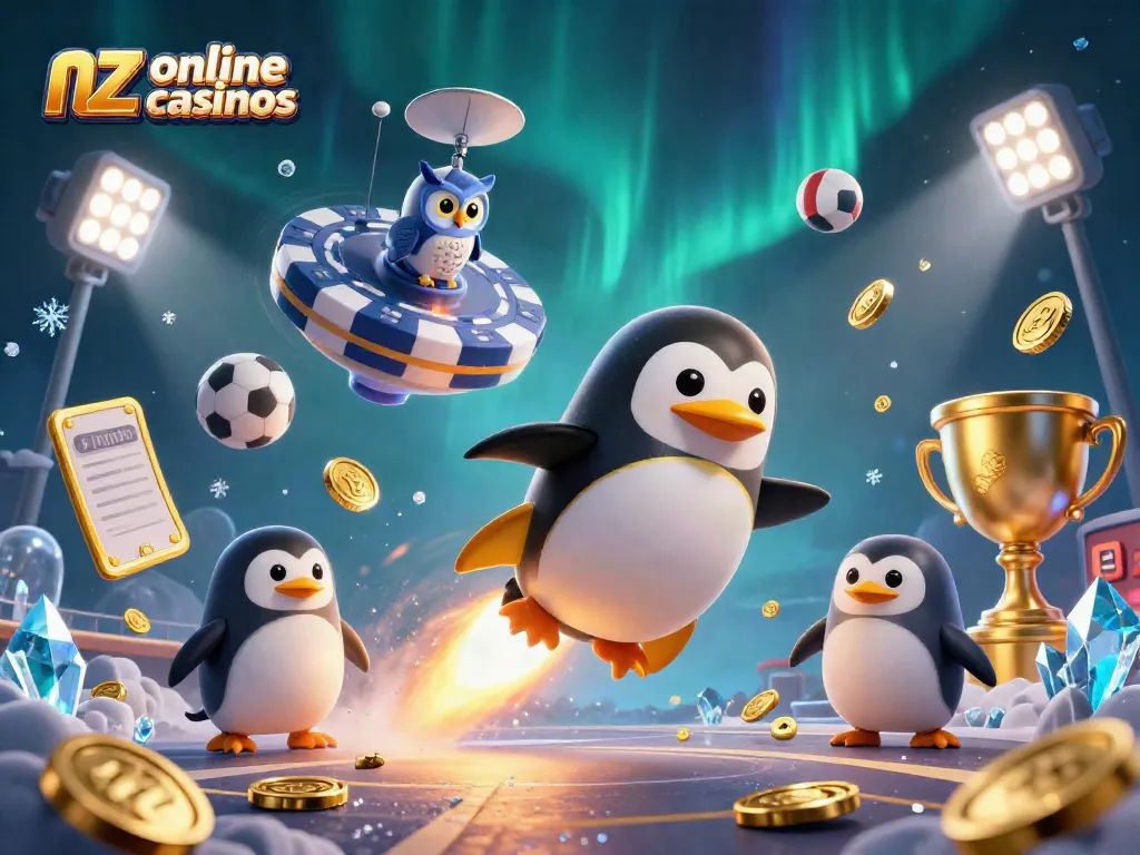 Experience thrilling gameplay at nz online casinos and join the golden penguin on a cosmic adventure.