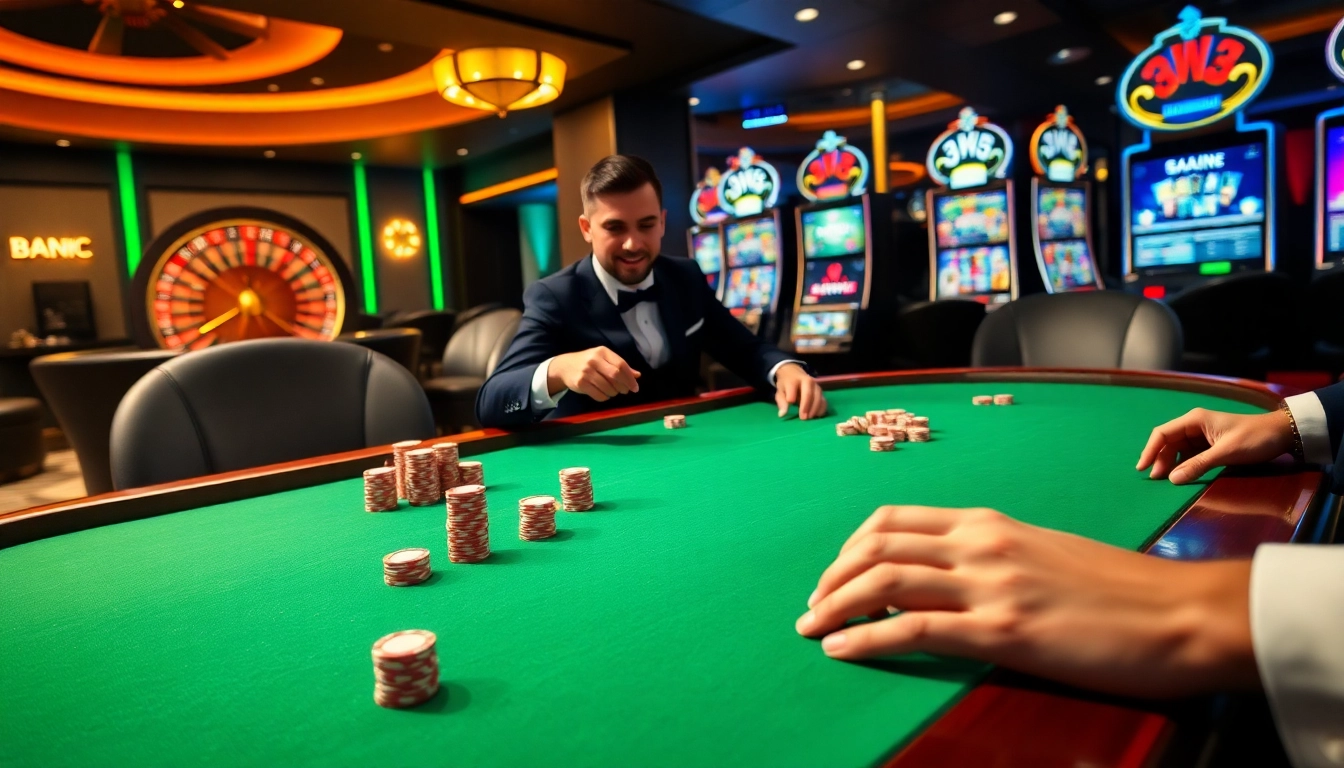 Experience the thrill of gaming at 33win with elegant poker action and vibrant casino ambiance.