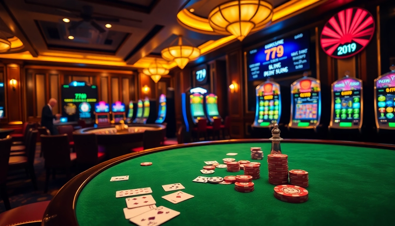 79king luxury casino scene with cards, chips, roulette wheel and glowing betting interface