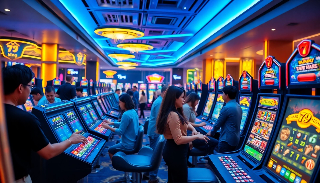 Engaging gaming environment at 79king with diverse players enjoying digital and traditional betting experiences.