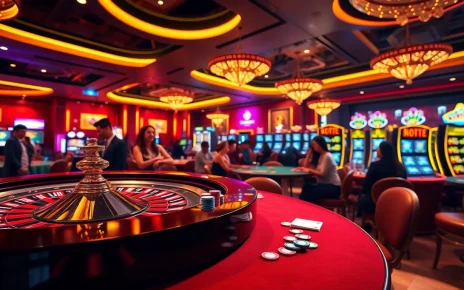 Experience the thrill of gambling at Hello88 with players enjoying casino games and vibrant atmosphere.