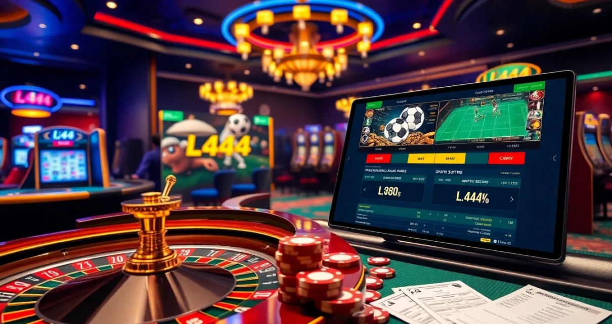 Experience thrilling gaming action at L444 with vibrant casino visuals and immersive betting options.