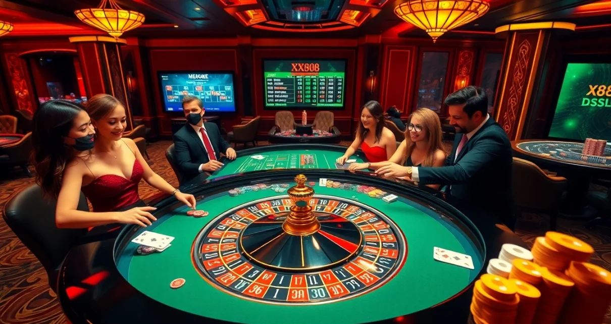 Exciting casino action featuring a roulette table scene with players engaging in xx88 betting strategies.