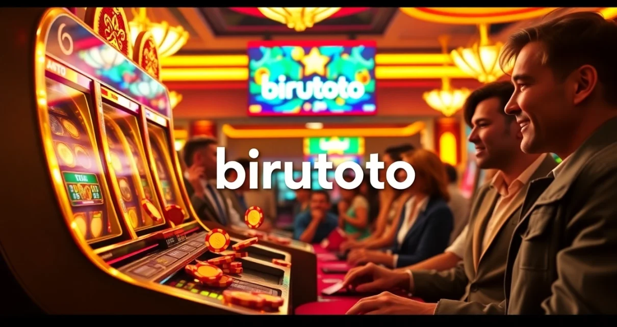 Experience the thrill of birutoto with a dynamic casino scene showcasing vibrant slot machines.