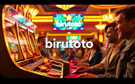 Experience the thrill of birutoto with a dynamic casino scene showcasing vibrant slot machines.
