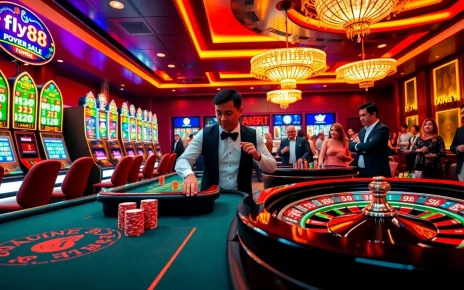 Experience Fly88's vibrant casino with top gaming action, luxurious decor, and thrilling atmosphere.
