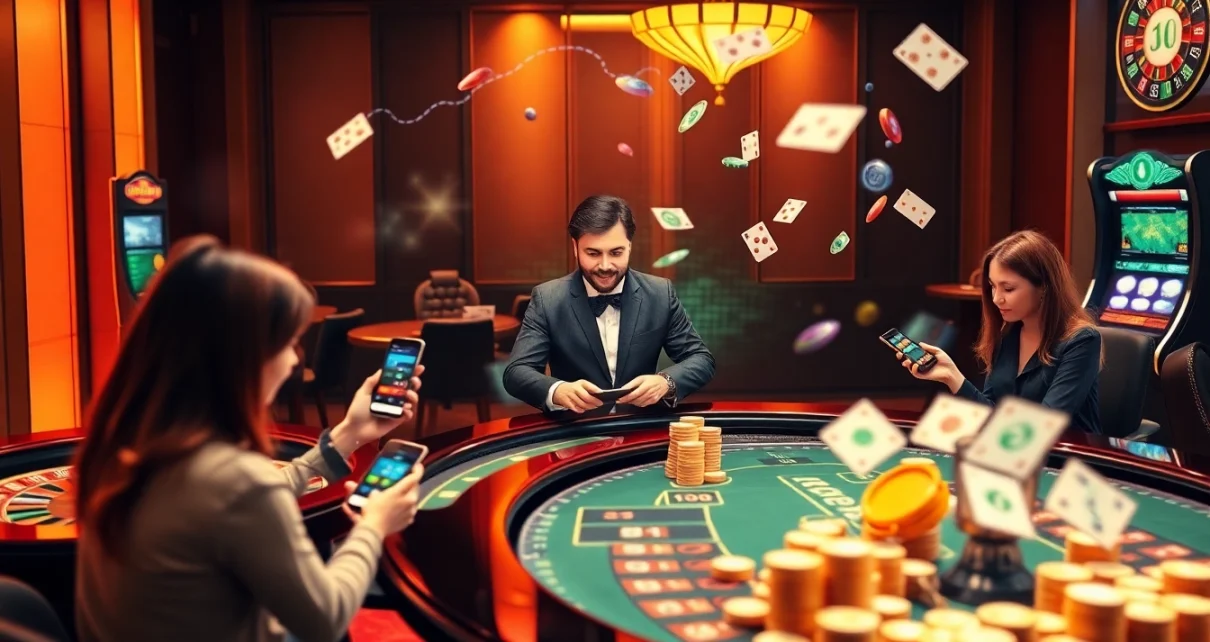 Engaged players enjoying the exciting online casino experience at Okfun with vibrant games and professional atmosphere.