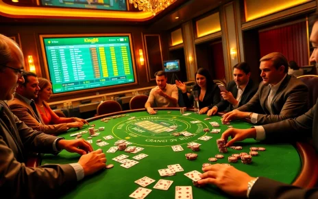 King88 casino scene with players enjoying blackjack, showcasing excitement and luxury in gambling.