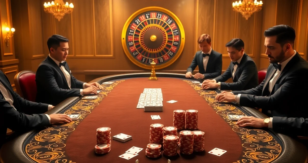 Experience high-stakes gaming at MM 88's luxurious poker table with vibrant chips and cards.
