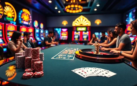 Engage in a vibrant casino atmosphere with 링크모음 links displayed on digital interfaces while players enjoy poker and slots.